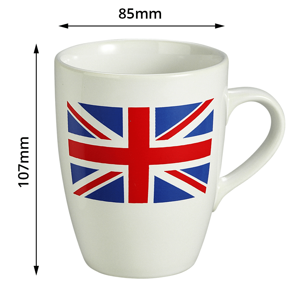 Marrow promotional mug with dimensions from Prince William Pottery