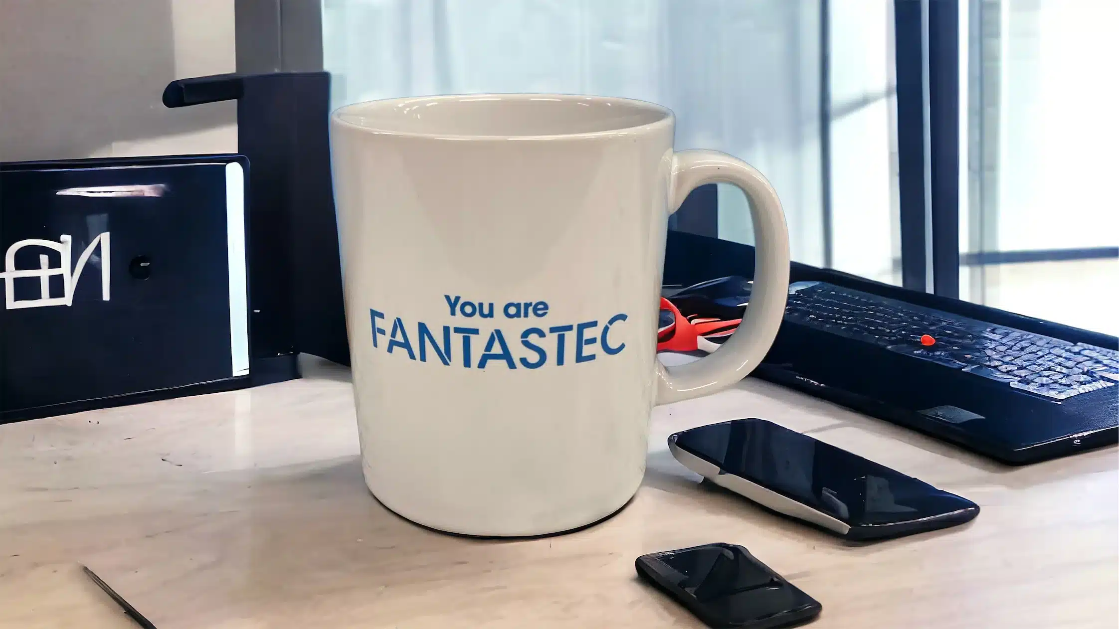 promotional mug in office