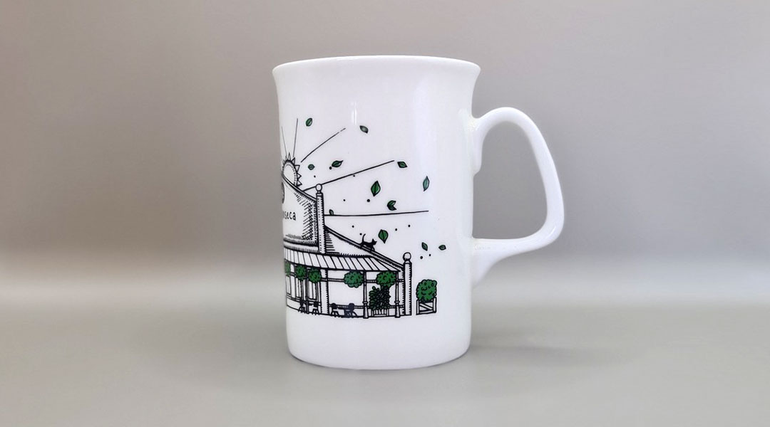 Opal printed promotional mug from Prince William Pottery