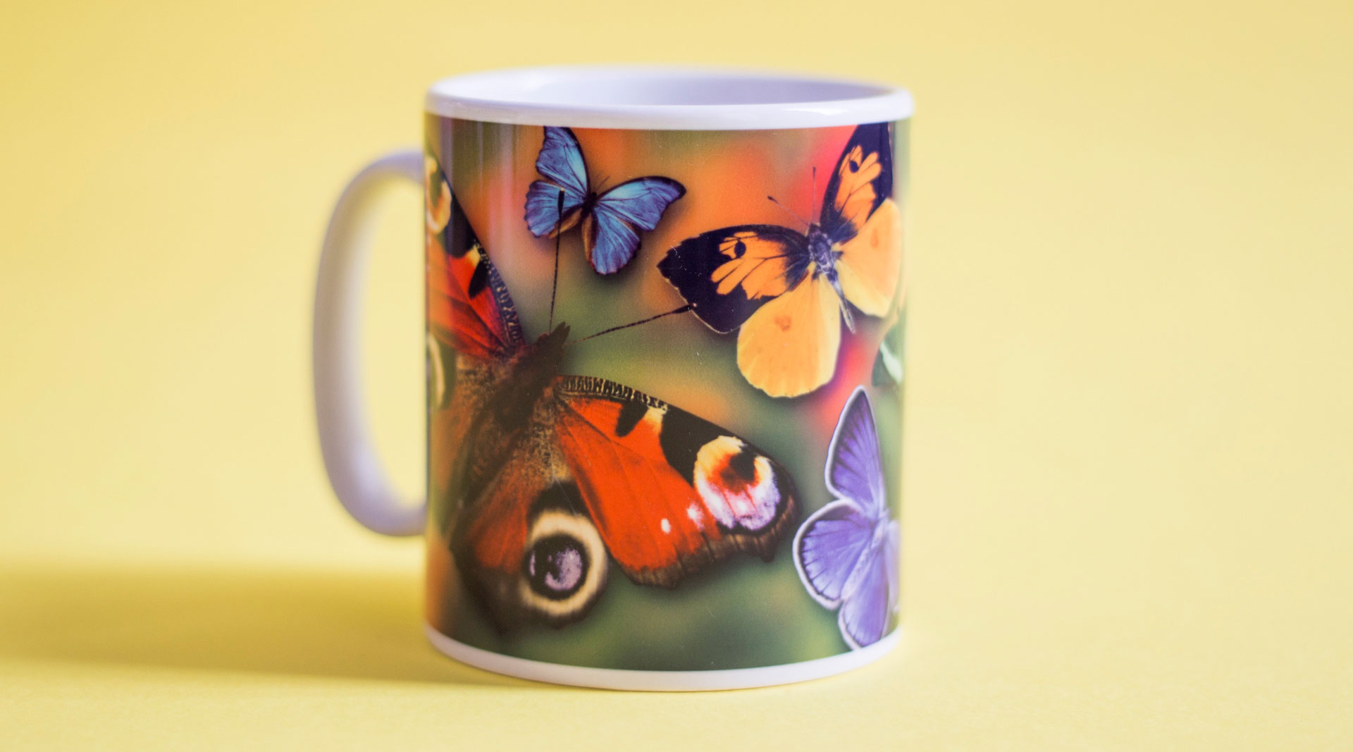 Cambridge dye-sublimation printed promotional mug from Prince William Pottery